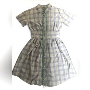 Plaid Dress in Blue and Grey